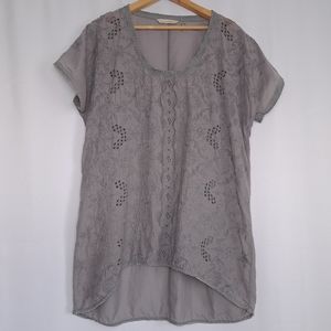 Soft Surroundings Embroidered Eyelet Boho Tunic Top